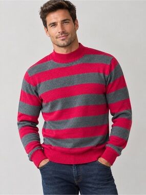 Men's Red and green Striped Crewneck Sweater (Freddy krueger)